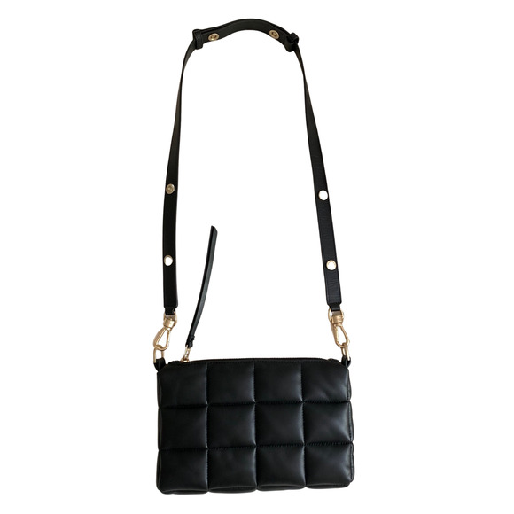 ALLSAINTS Eve Quilt Crossbody Bag Black Leather Adjustable Strap Gold Hdwr EUC - Picture 4 of 12